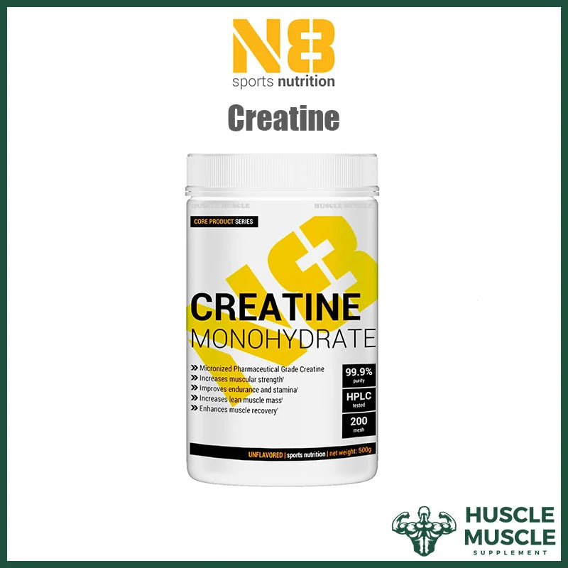 N8 Creatine Monohydrate 500g unflavoured powder container
