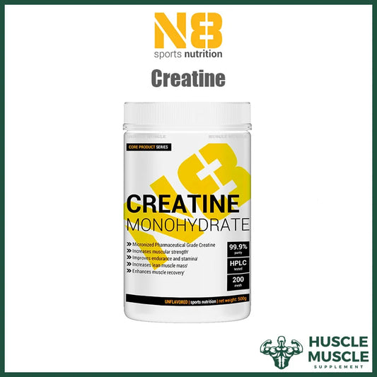 N8 Creatine Monohydrate 500g unflavoured powder container