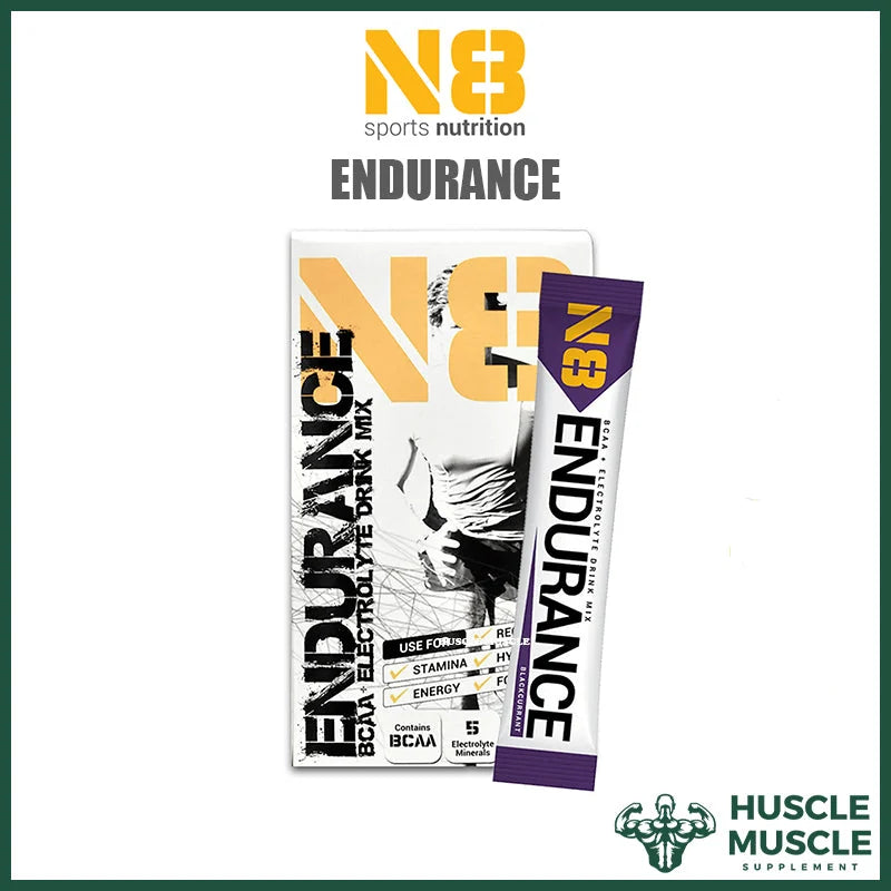 N8 Endurance BCAA Electrolyte box and blackcurrant sachet