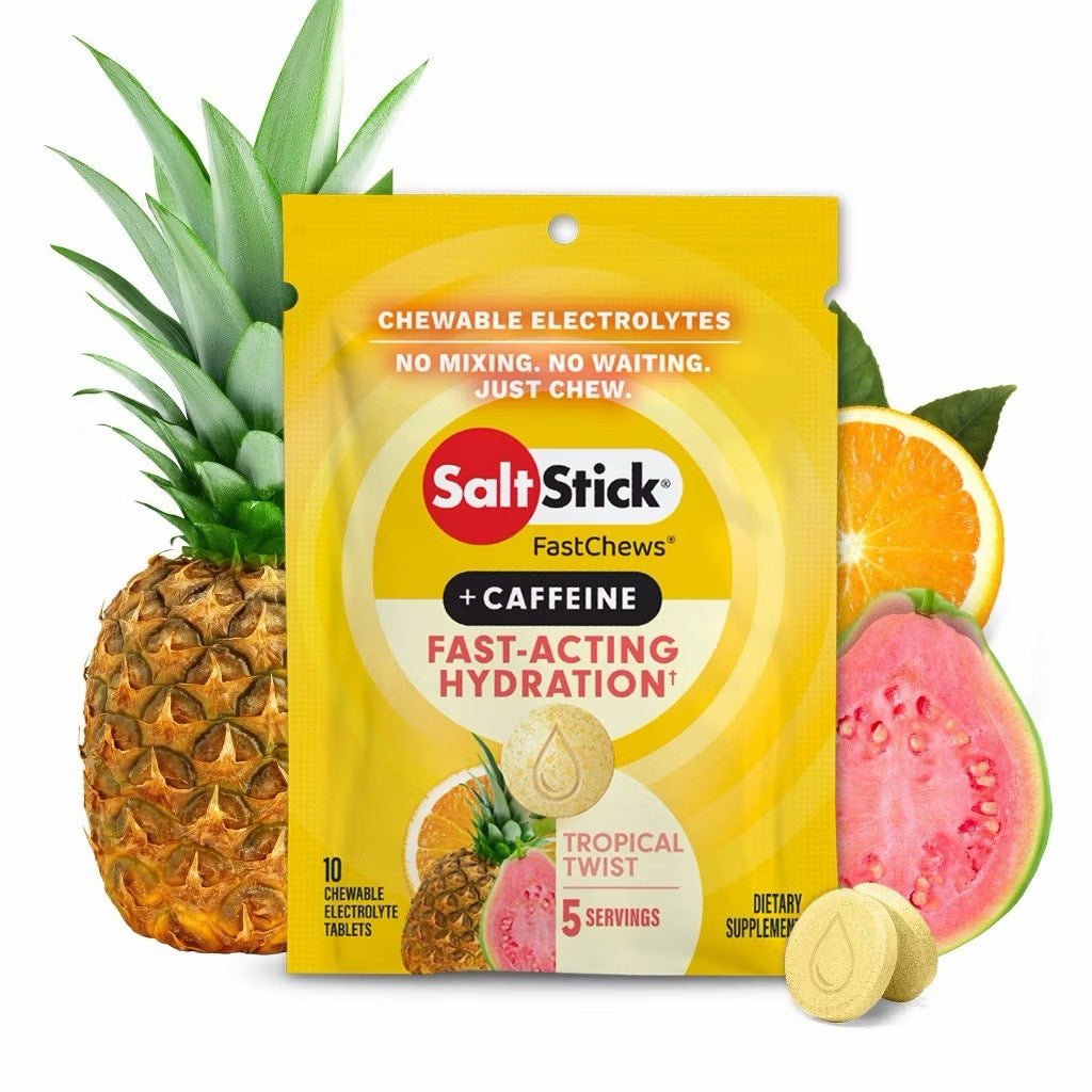 Tropical Caffeine SaltStick FastChews 10-tablet electrolyte pack